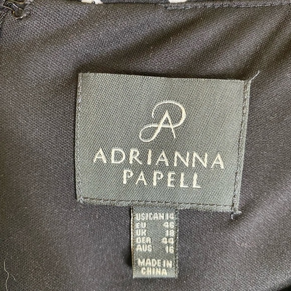 Adrianna Papell Faux Wrap‎ Cap Sleeve Polka Dot Dress with Rosette - Picture 5 of 6